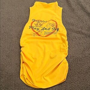 SHEIN Bright Orange Yellow Graphic High Neck Sleeveless EZ Wear Top